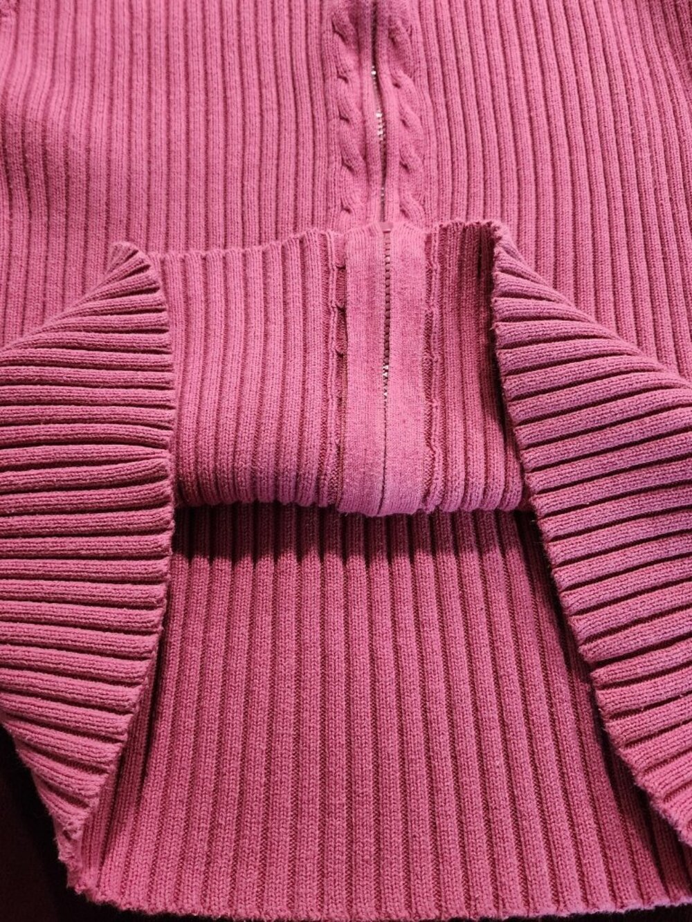 Cherokee Women's Junior's Cardigan Sweater Full Zip Ribbed Pink Size XL - Picture 3 of 10